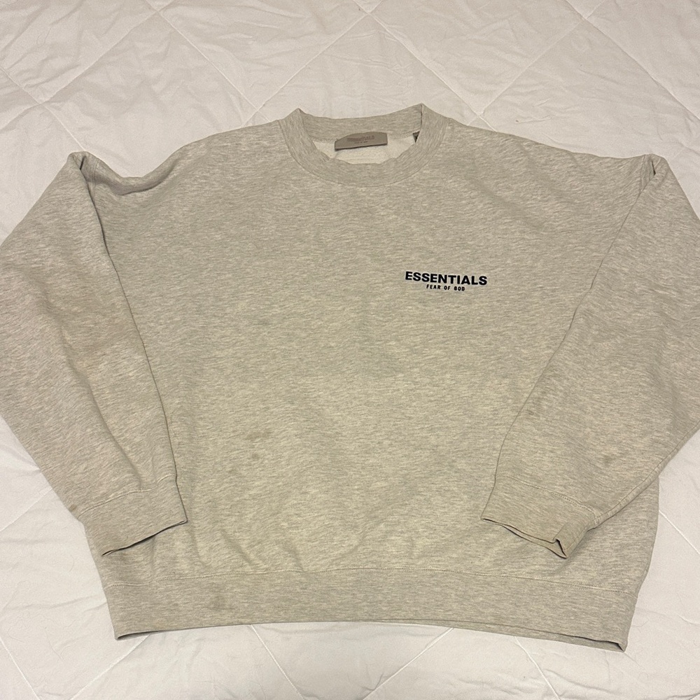 Essentials Light Gray Crewneck Sweater for women